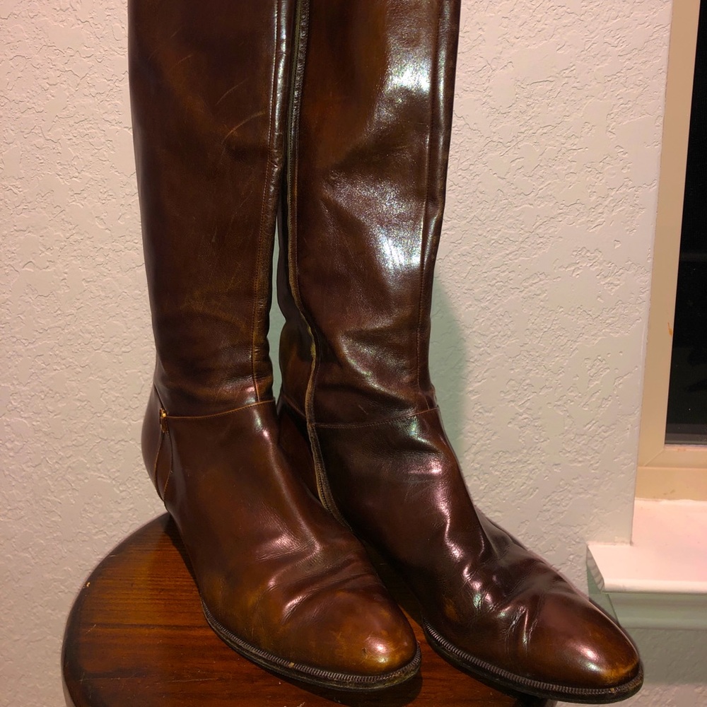 Ferragamo knee-high brown boots size 10.5 (10)